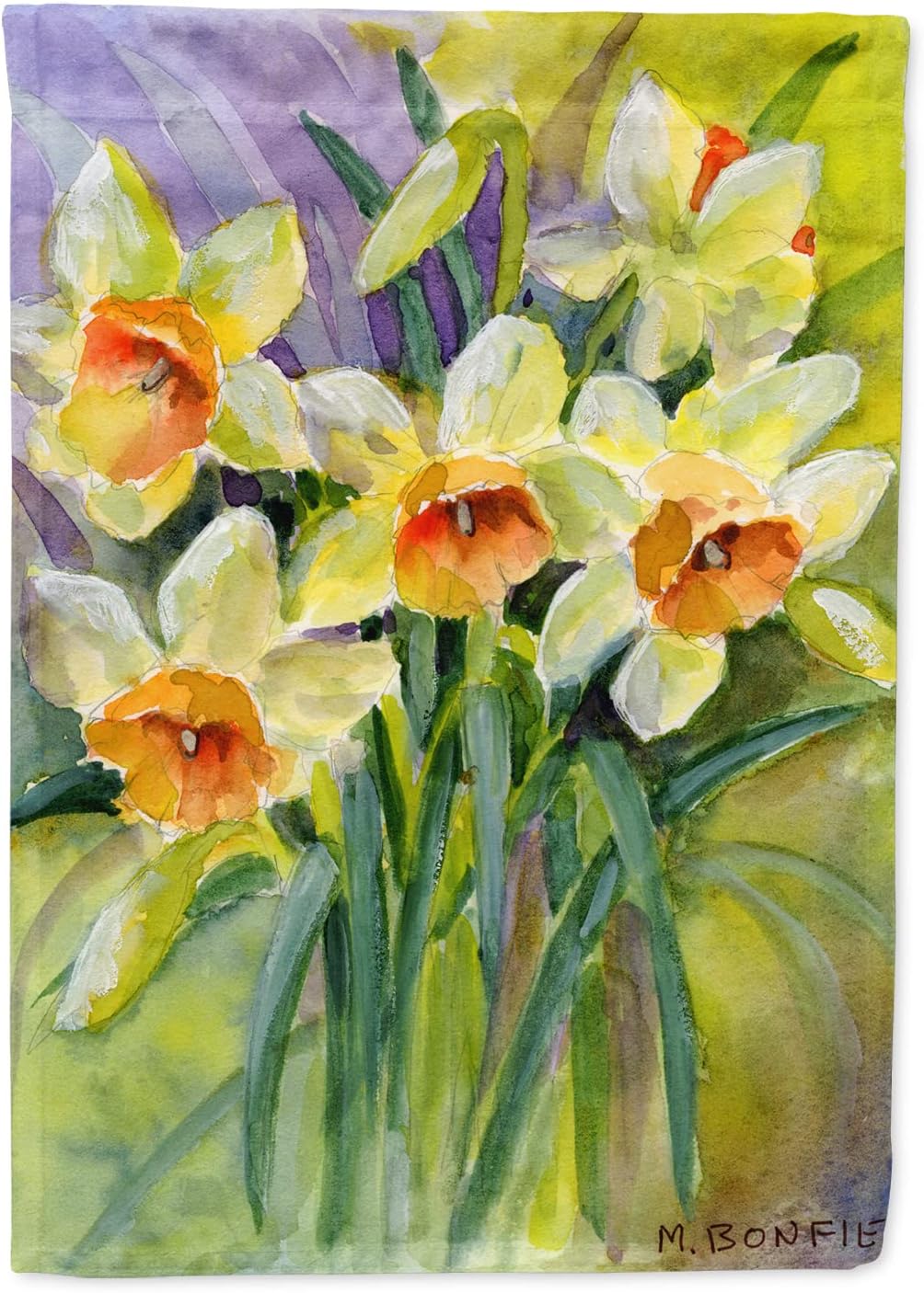 Caroline's Treasures BMBO0880CHF Daffodils by Maureen Bonfield House Flag Large Porch Sleeve Pole Decorative Outside Yard Banner Artwork Wall Hanging, Polyester, House Size, Multicolor