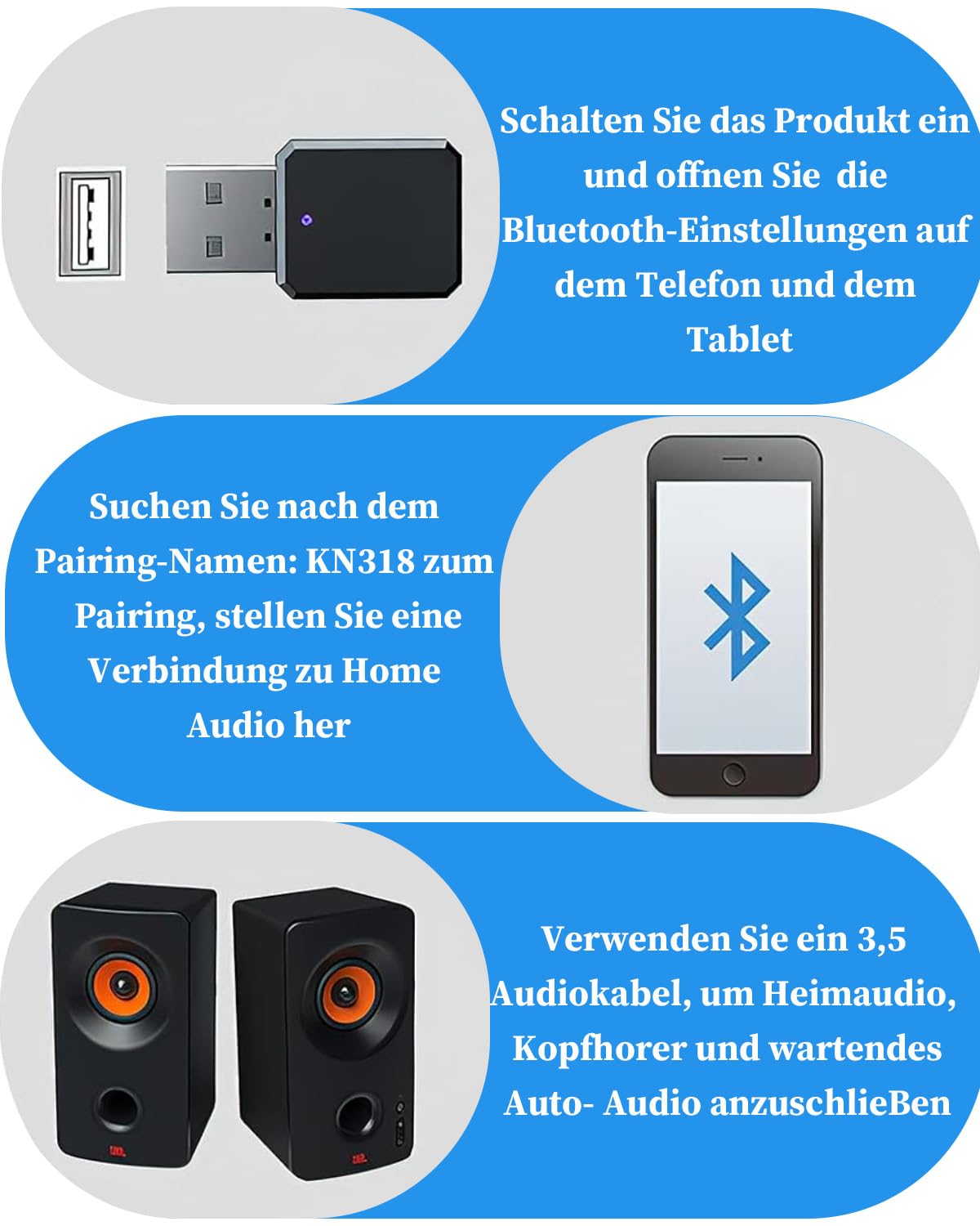 Nuovo ricevitore Bluetooth USB per auto 2025 5.1 con AUX da 3,5 mm, interfaccia USB Plug and Play, microfono integrato, doppia connessione per auto/PC/TV/altoparlanti cablati
