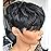 Yviann Human Hair Short Wigs Pixie Cut Wigs with Bangs Short Black Layered Wavy Wigs for Women 1B Color