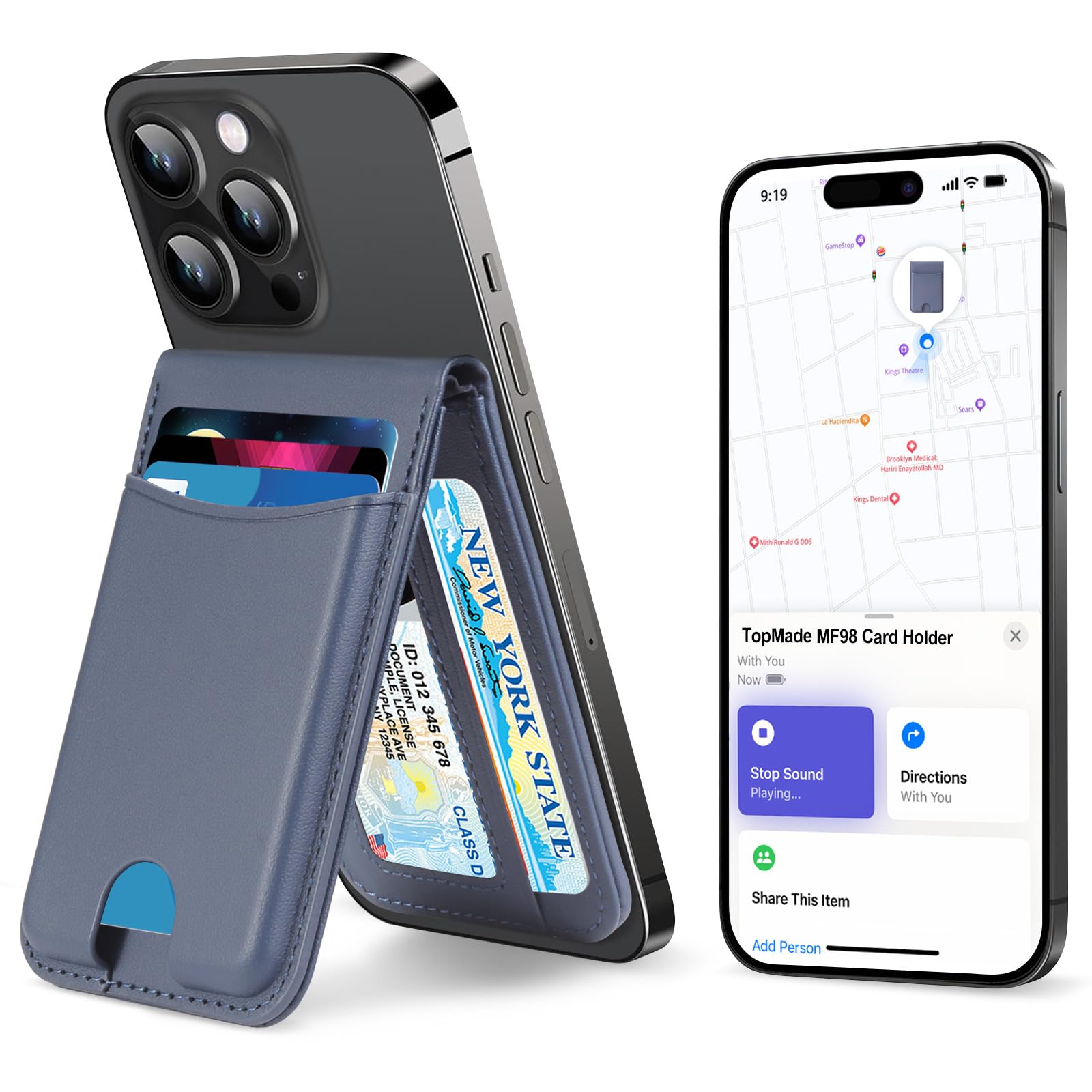 TopMade for MagSafe Wallet, Works with Apple Find My, Strongest Magnetic Phone Wallet for iPhone 17/16/15/14/13/12 Series, Magnetic Card Holder with