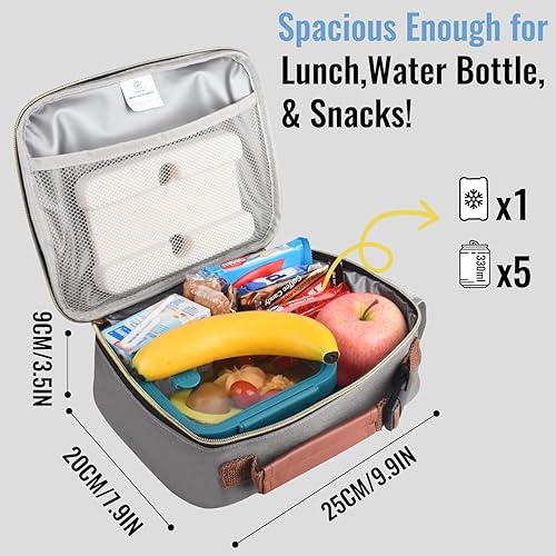 Miniatura 3 de Genteen Lonchera para hombres, mujeres, adultos y niños, lonchera pequeña aislada reutilizable, cierre de cremallera y asa de hebilla, enfriador