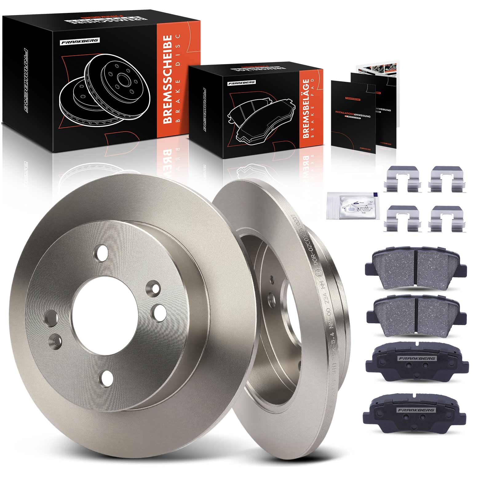 Frankberg Klocki hamulcowe tarcze hamulcowe kompatybilne z i10 2019-2025 Rear Brake Rotors + zestaw 2 par zamienników # 583021RA30