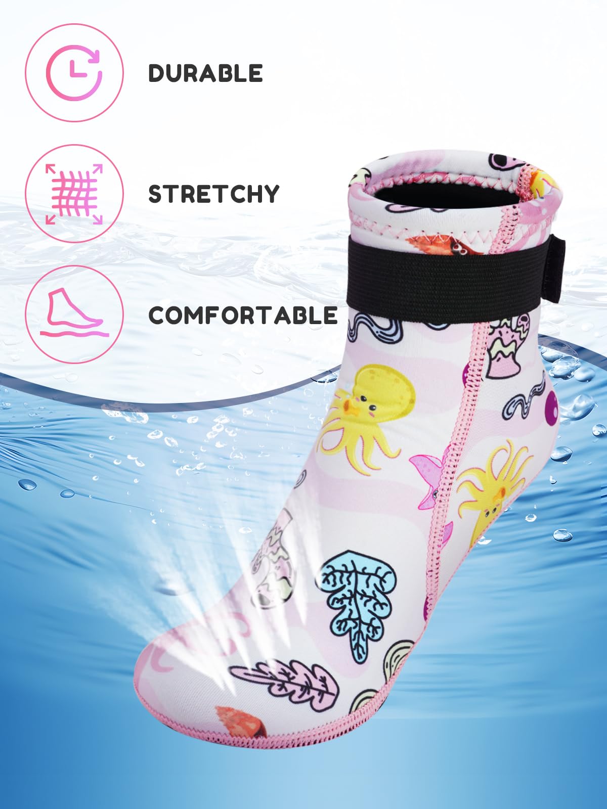 Calzari Neoprene Bambini, 3MM Calze Neoprene Calzini Neoprene per Ragazzi Ragazze per Immersioni, Nuoto, Sport Acquatici