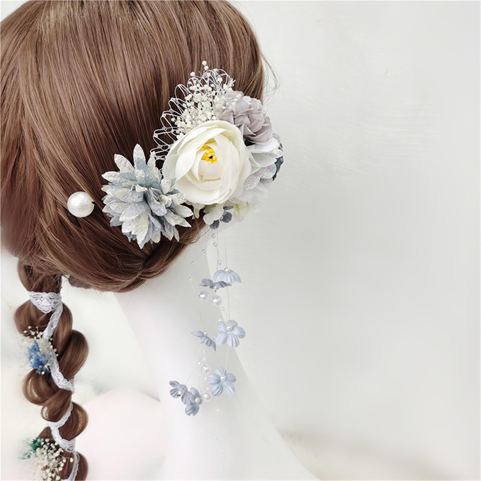 Tessuto etnico Fiore Accessori for capelli Clip Nappa Abbigliamento Forcina Copricapo Barrette(Purple)