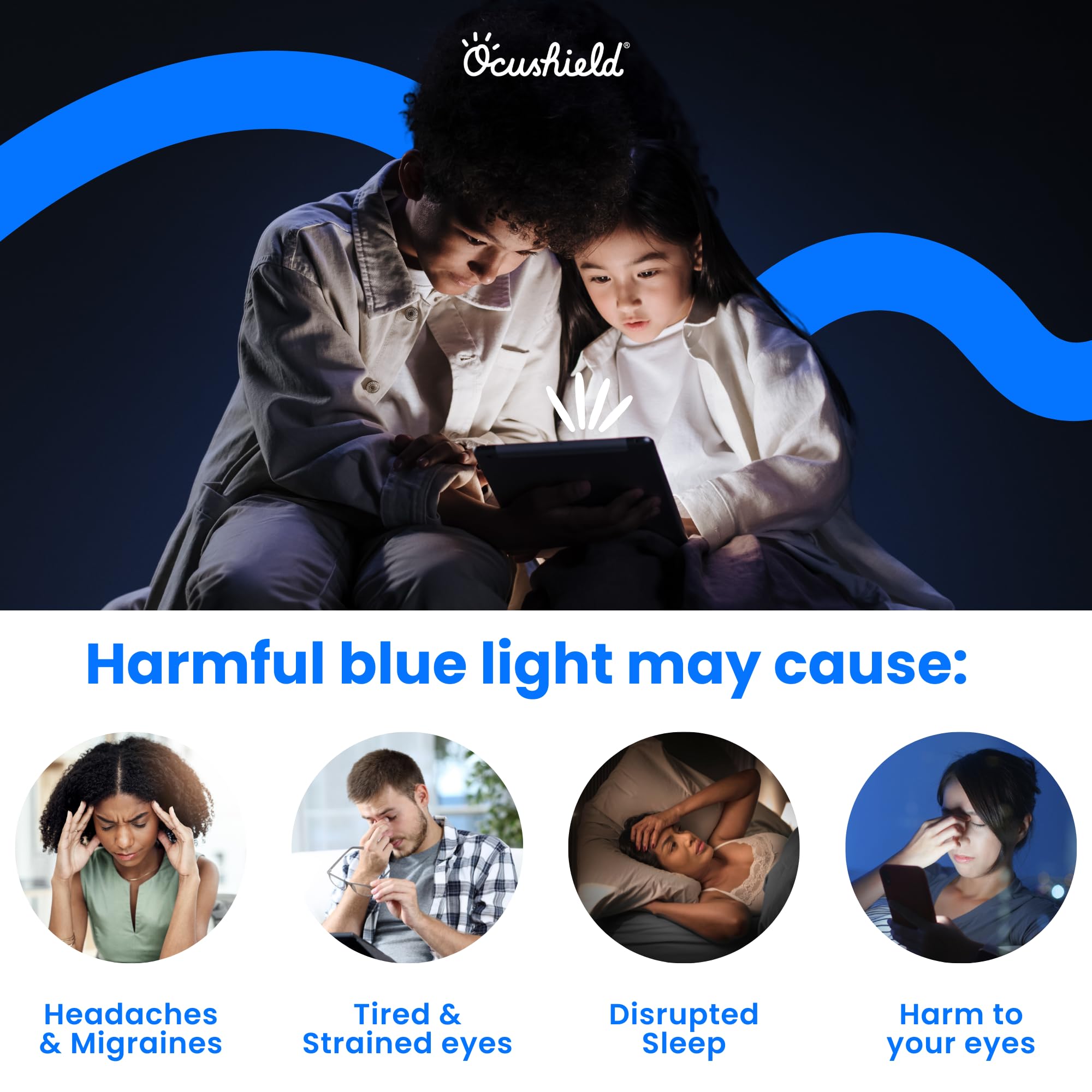 Ocushield Pellicola proteggi schermo in vetro temperato anti luce blu per Apple iPad Air 13" (2024), filtro luce blu per iPad, antiriflesso, protegge gli occhi e migliora il sonno