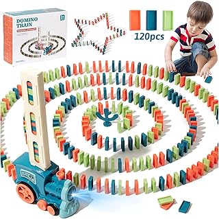 71Nmly Jouet de Train Domino,120 pièces de Blocs Électrique Train,Jouets de Construction et d'empilage,pour Filles et Garçons 3 Ans et Plus