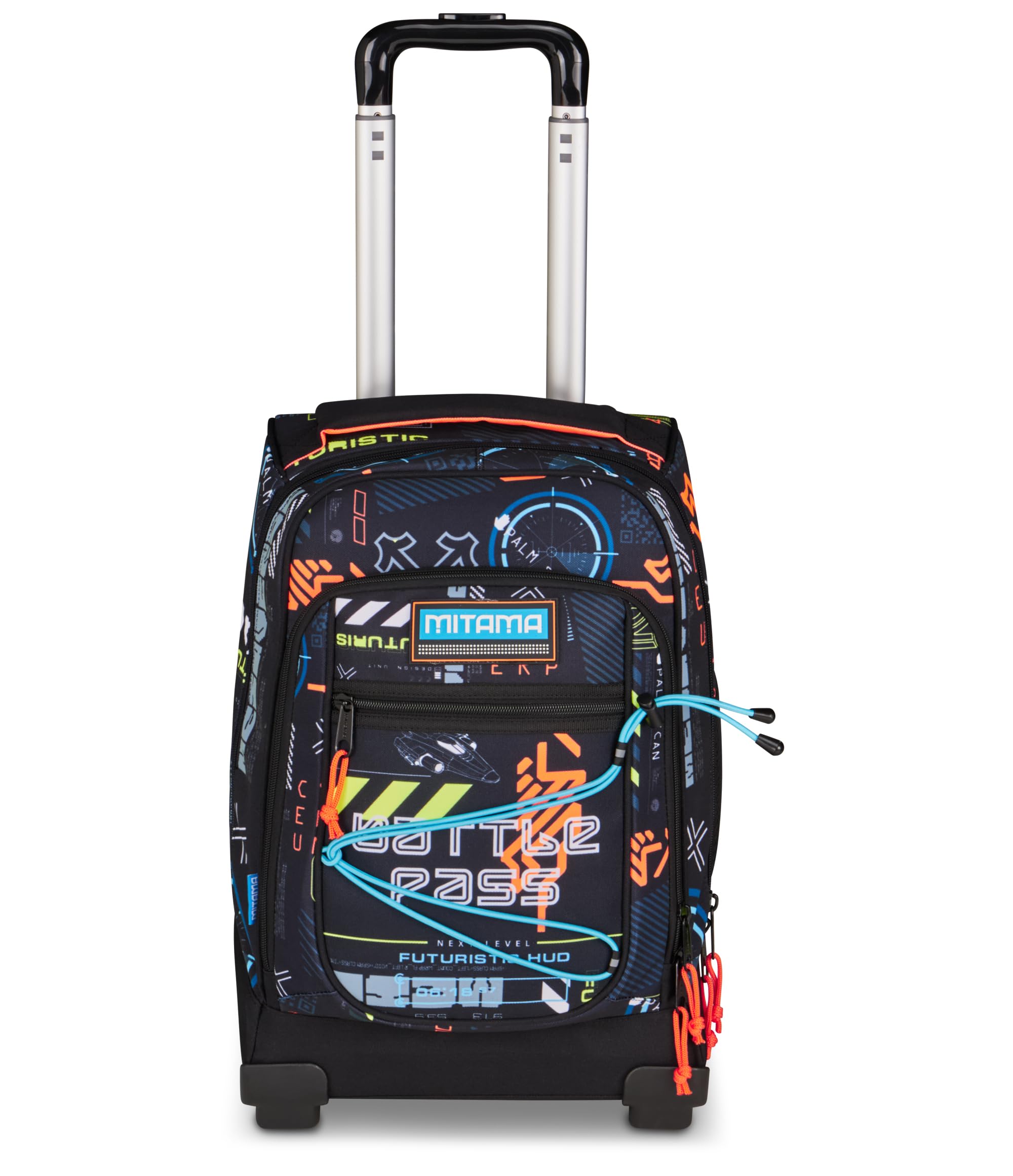 Mitama Zaino Trolley M-Power SpaceBattle, Spallacci a scomparsa, Bambini e Bambine, Tasca Porta Borraccia, Doppio uso, Maxi Capienza, nero