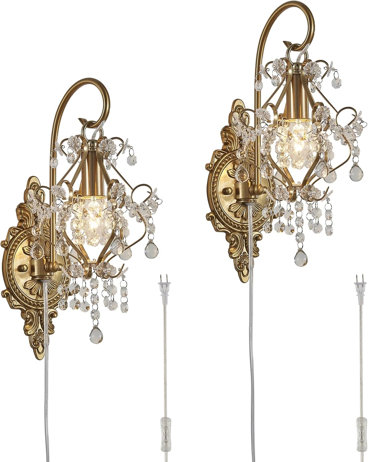 Gold Crystal Medieval European Style Wall Sconce Set