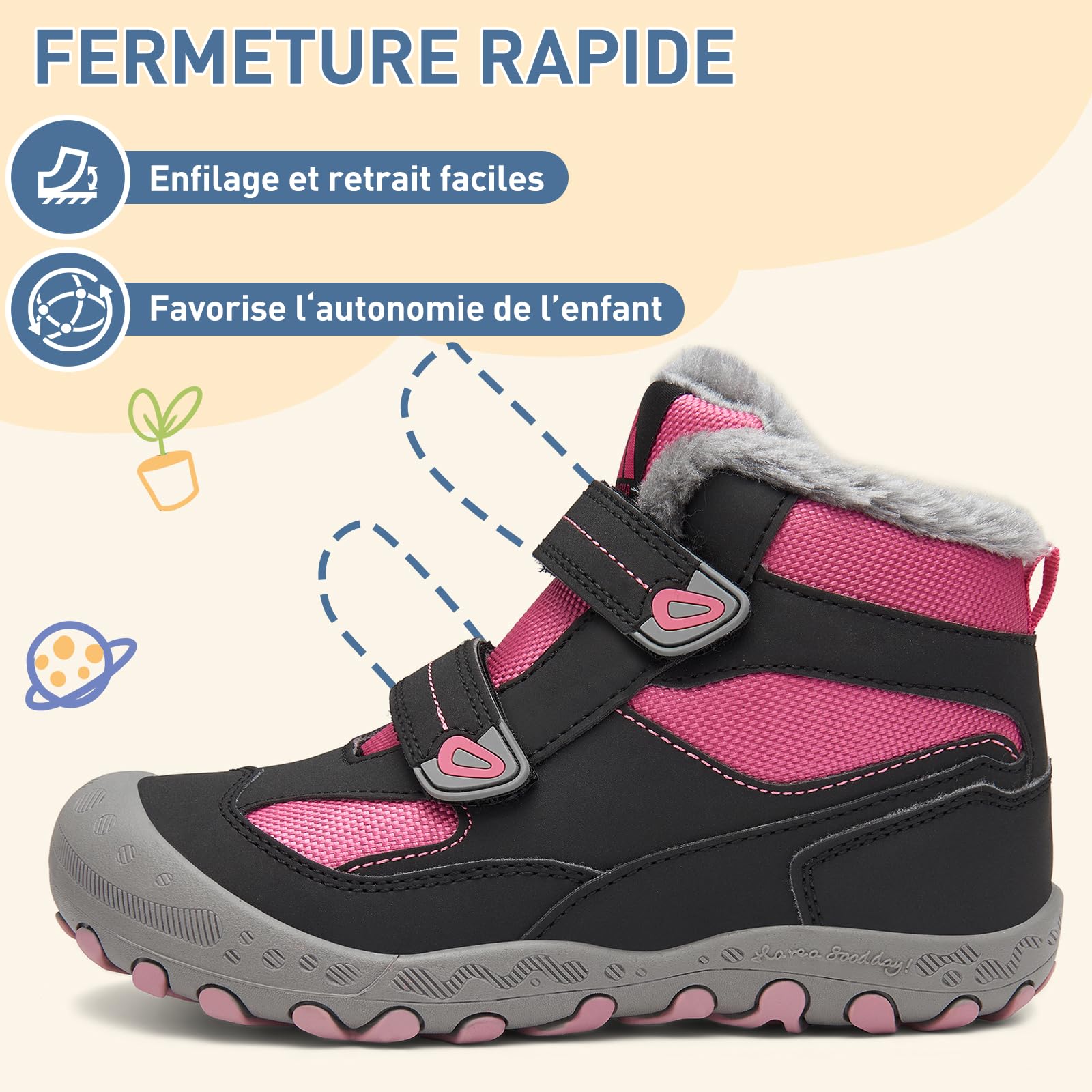 Mishansha Bottes d'hiver pour fille - Bottes d'hiver chaudes - Bottes de neige doublées - Imperméables