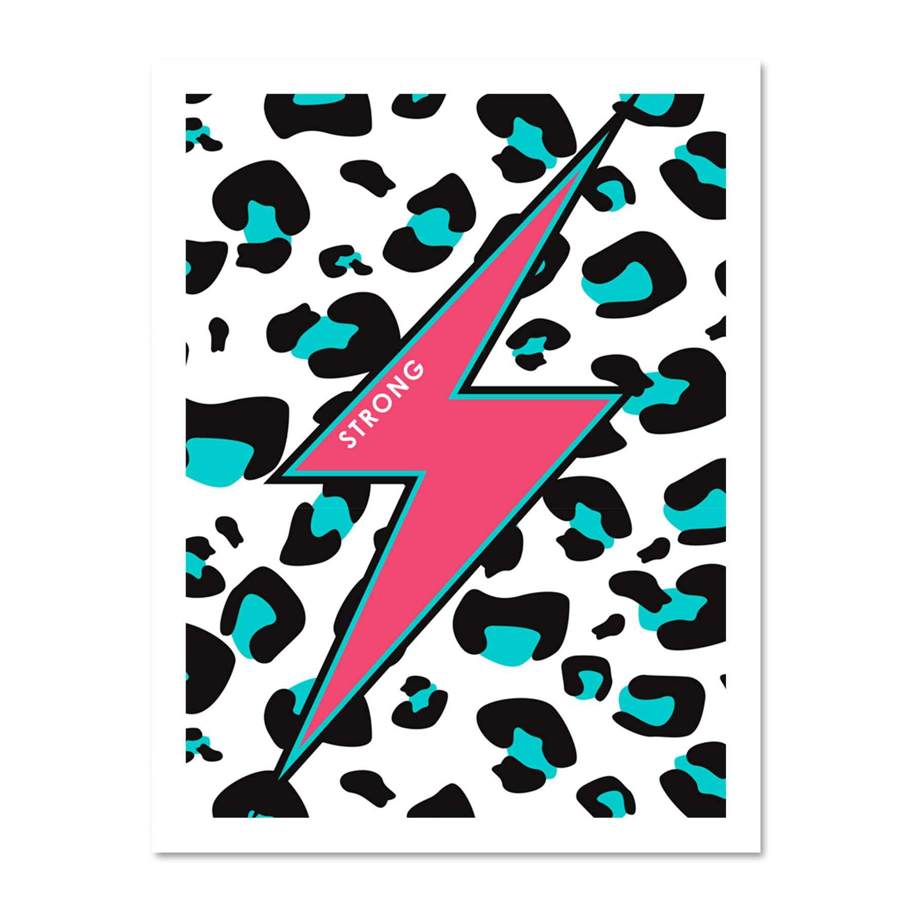 Wee Blue Coo Pink Teal Leopard Reverse Strong Large Framed Art Print Wall Poster 18x24 inch