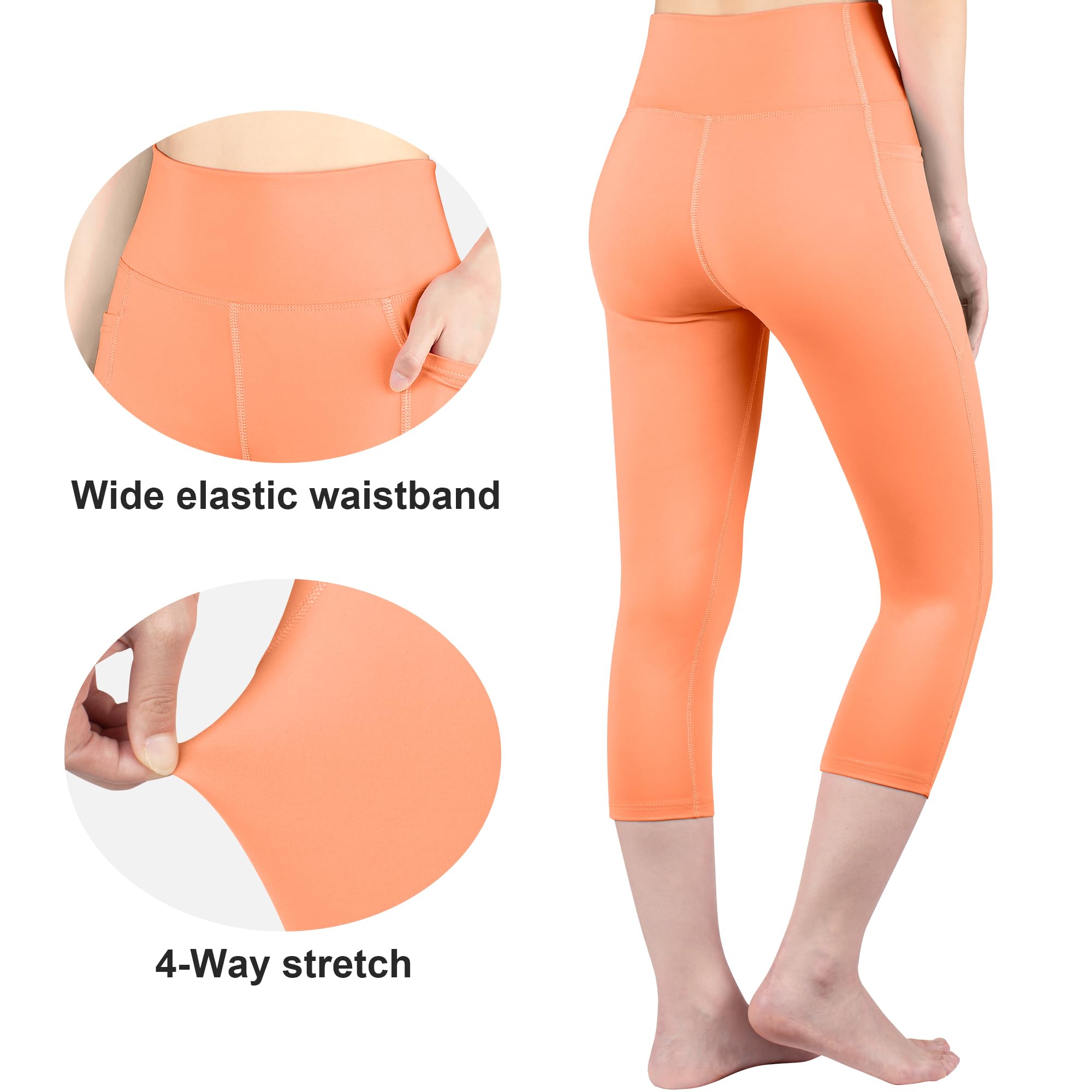 BIG ELEPHANT – Paquete de 3 Leggings Capri para Niñas con Bolsillos – Pantalones de Cintura Alta para Yoga y Deportes, Ideales para Correr, Danza y Entrenamiento