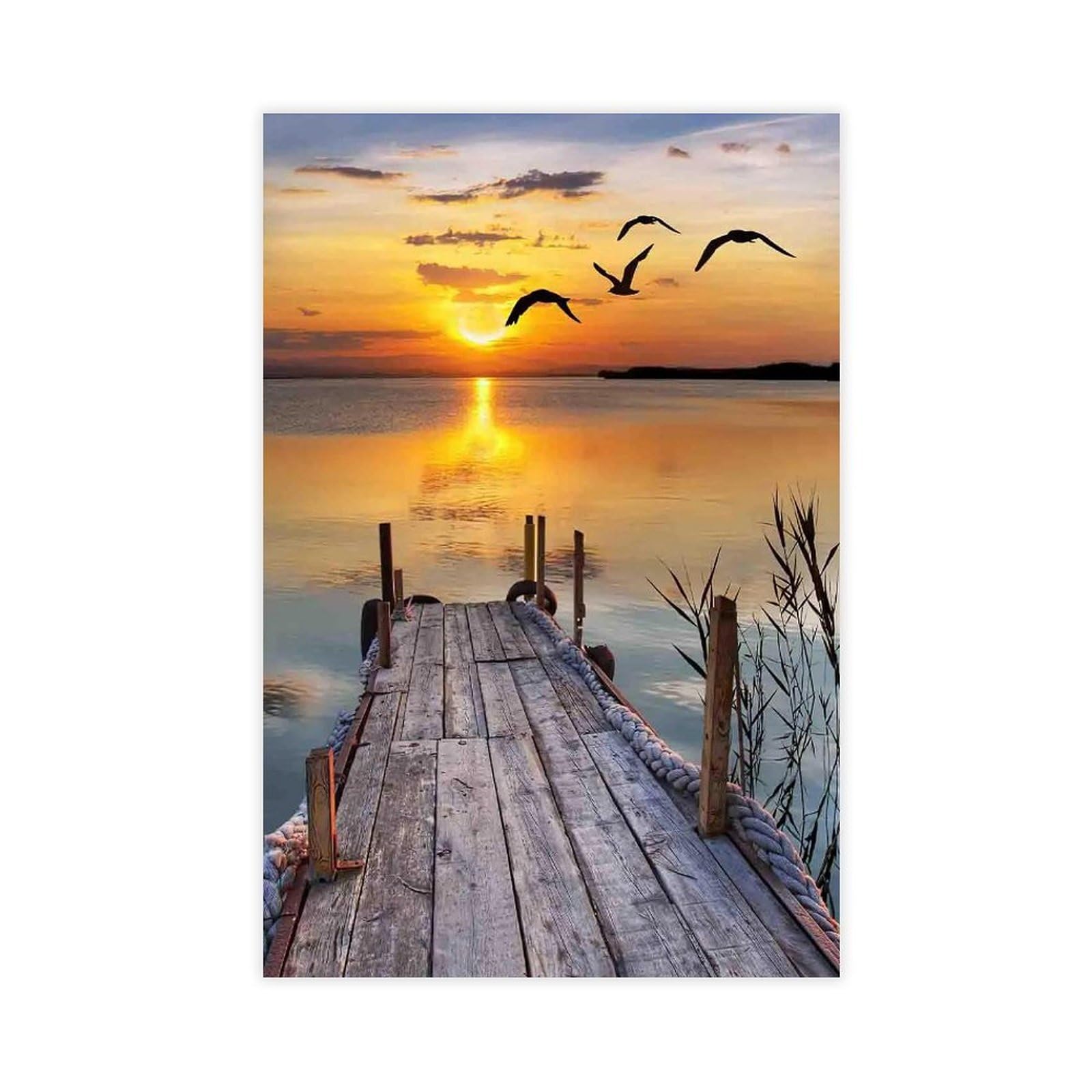 Bareronor Sunset And Sea View Posters Canvas Poster Wall Art Decor Print Picture Paintings for Living Room Bedroom Decoration 24" L X 36" W