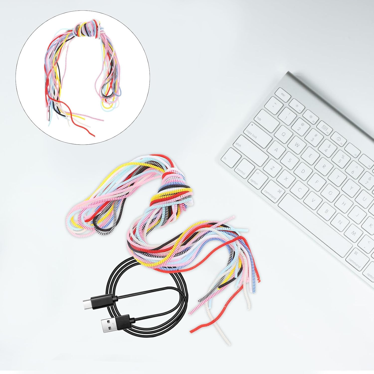 Artibetter Spiral Cable Protector, 12pcs 1. 4m Mixed Colors， Phone Cord Protector for Charger， Prevent Cable Break for Phone, Tablet Or Laptop