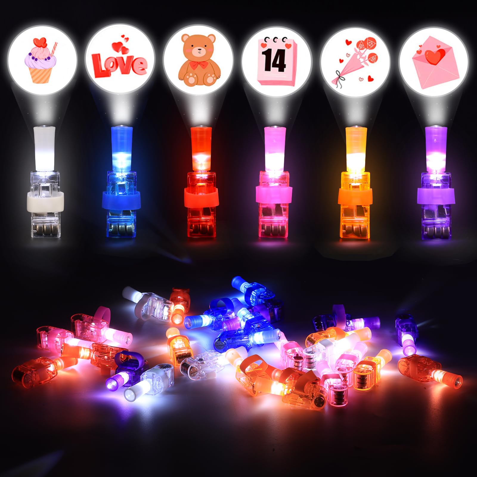 36PCS Valentines Day Finger Lights LED Light Up Finger Lights Finger Projection Light Finger Torch Light up Party Favors Finger Lights Flashlights Gifts for Teens Adults Party Goodie Bags Fillers