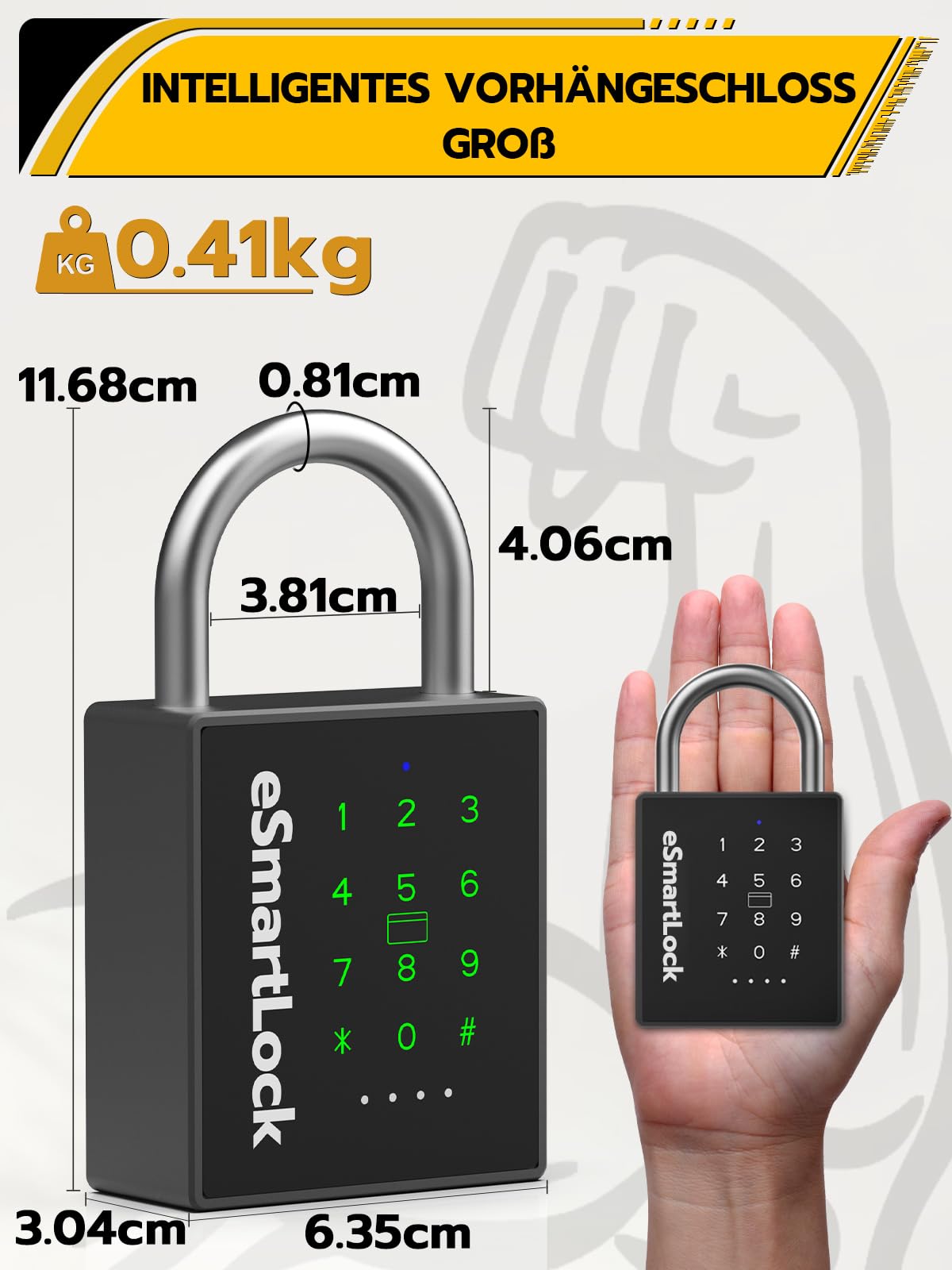 Anweller Cerradura biométrica,Cerraduras Bluetooth con código y RFID,Candado resistente a la intemperie con llave, cerradura de combinación para puertas, vallas, taquillas y almacenes