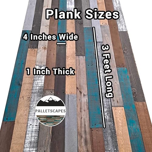 Miniatura 6 de Paneles de pared de listones de madera rústica para paredes decorativas del hogar, hechos de paletas, mezcla rústica de invierno turquesa, paneles