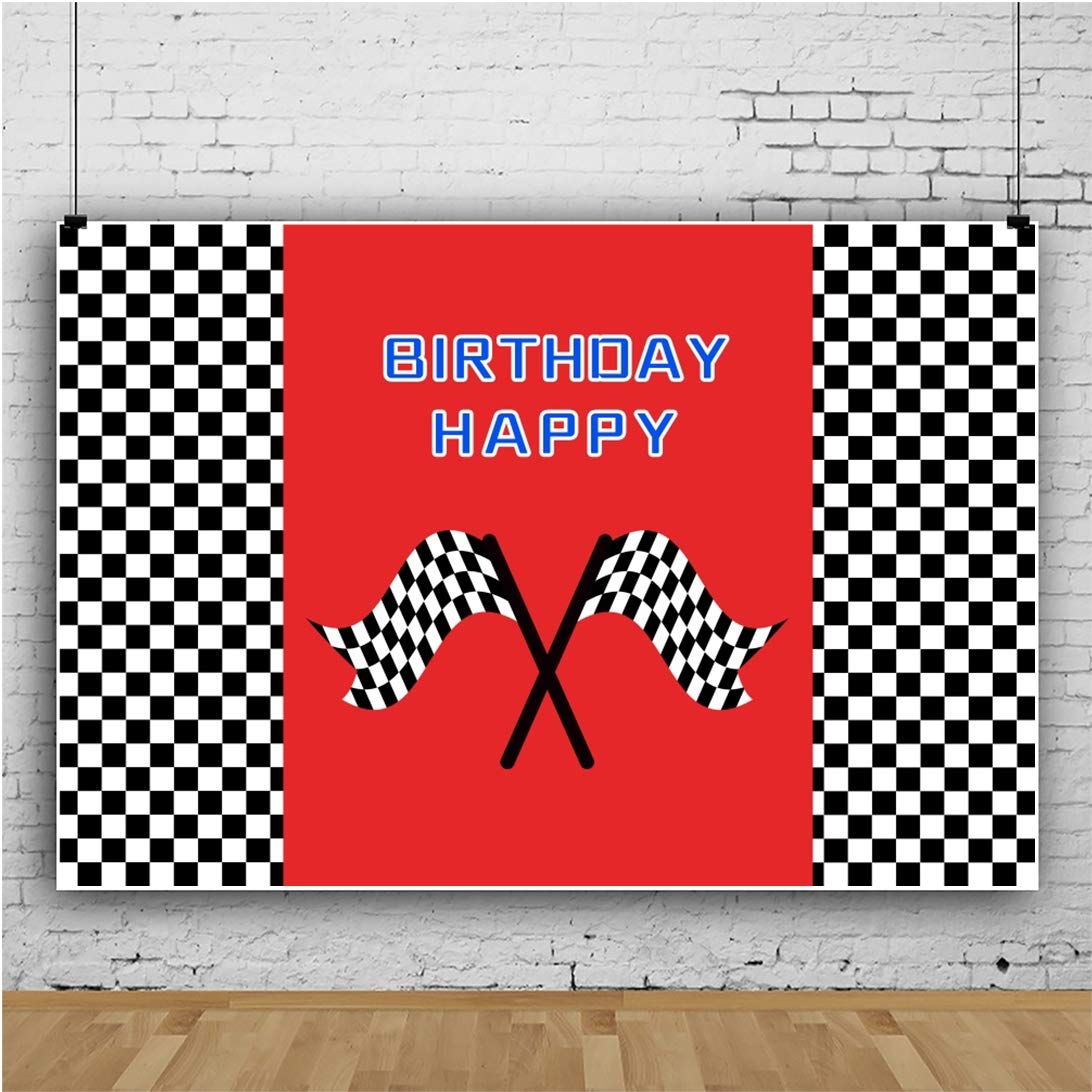 MEIKIUP 7x5ft Race Car 2nd Birthday Backdrop Banner - Two Fast Theme, Checkered Flag Decor - View #4