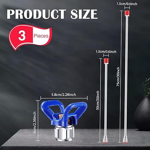 Miniatura 2 de 2 extensiones de punta de pistola pulverizadora sin aire y 1 protector de punta para pulverizador de pintura, varilla de extensión de punta de