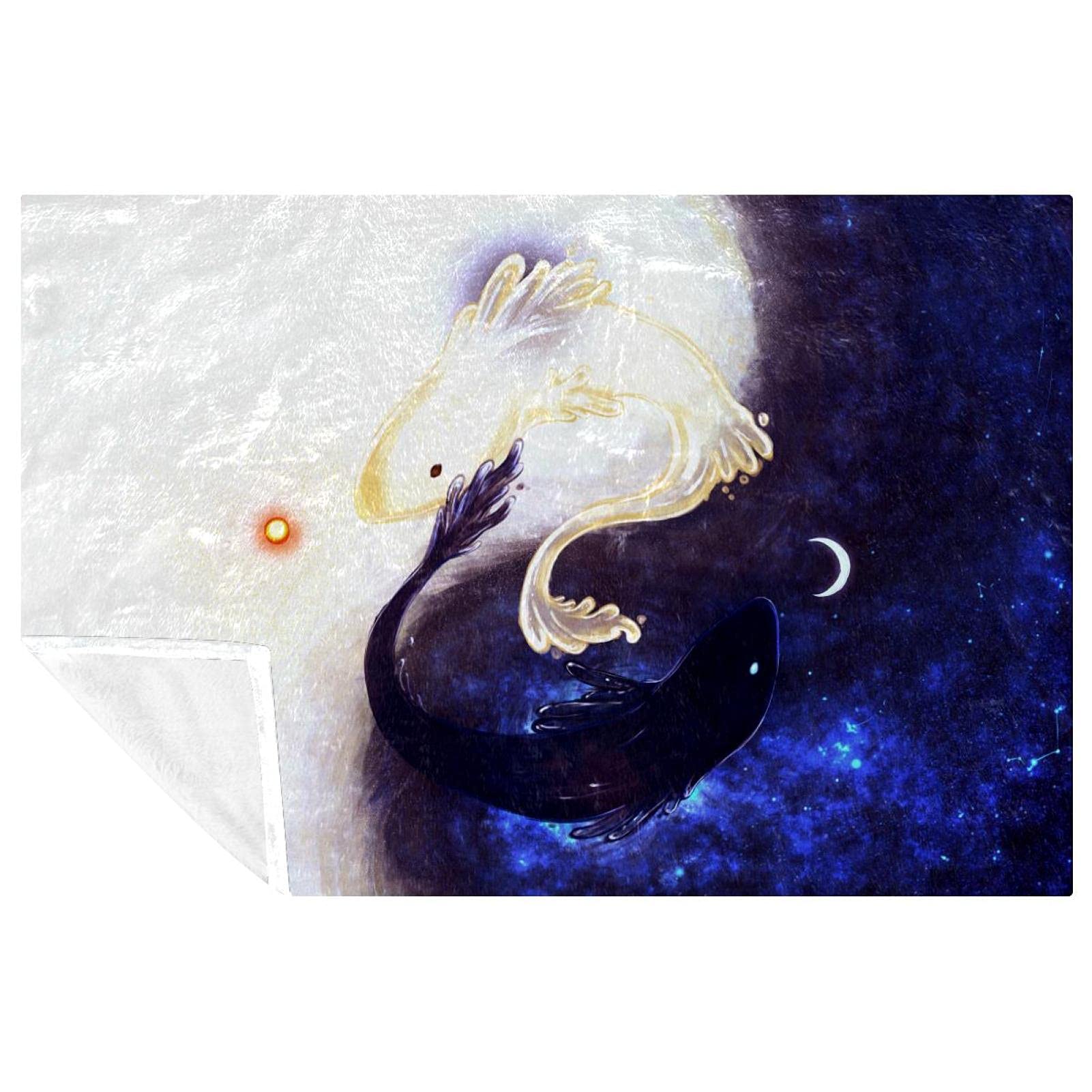 Couverture Yin Yang poisson douce chaude lit canapé pique-nique 150x100cm