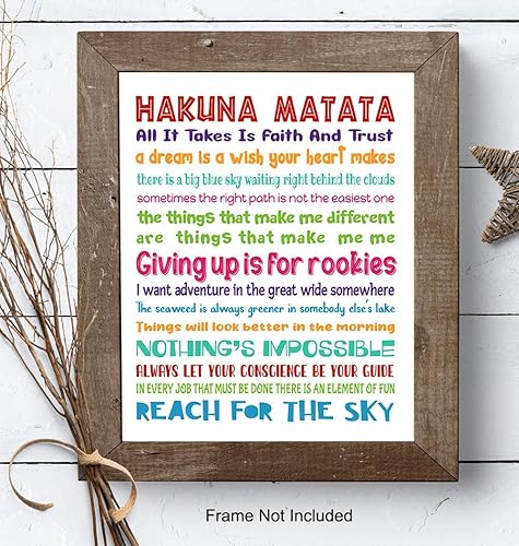 Miniatura 8 de Quotes Wall Decor - Hakuna Matata - Inspirational Gifts for Women, Men, Kids, World Fans - Motivational Wall Art - Decorations - 8x10 print Unframed