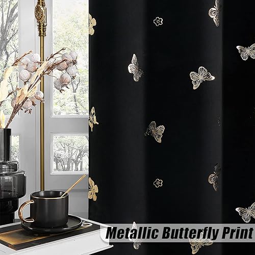 Miniatura 29 de Jubilantex Cortinas opacas de mariposa plateadas blancas metálicas de 63 pulgadas de largo para dormitorio, guardería, cortinas de ventana con 08#