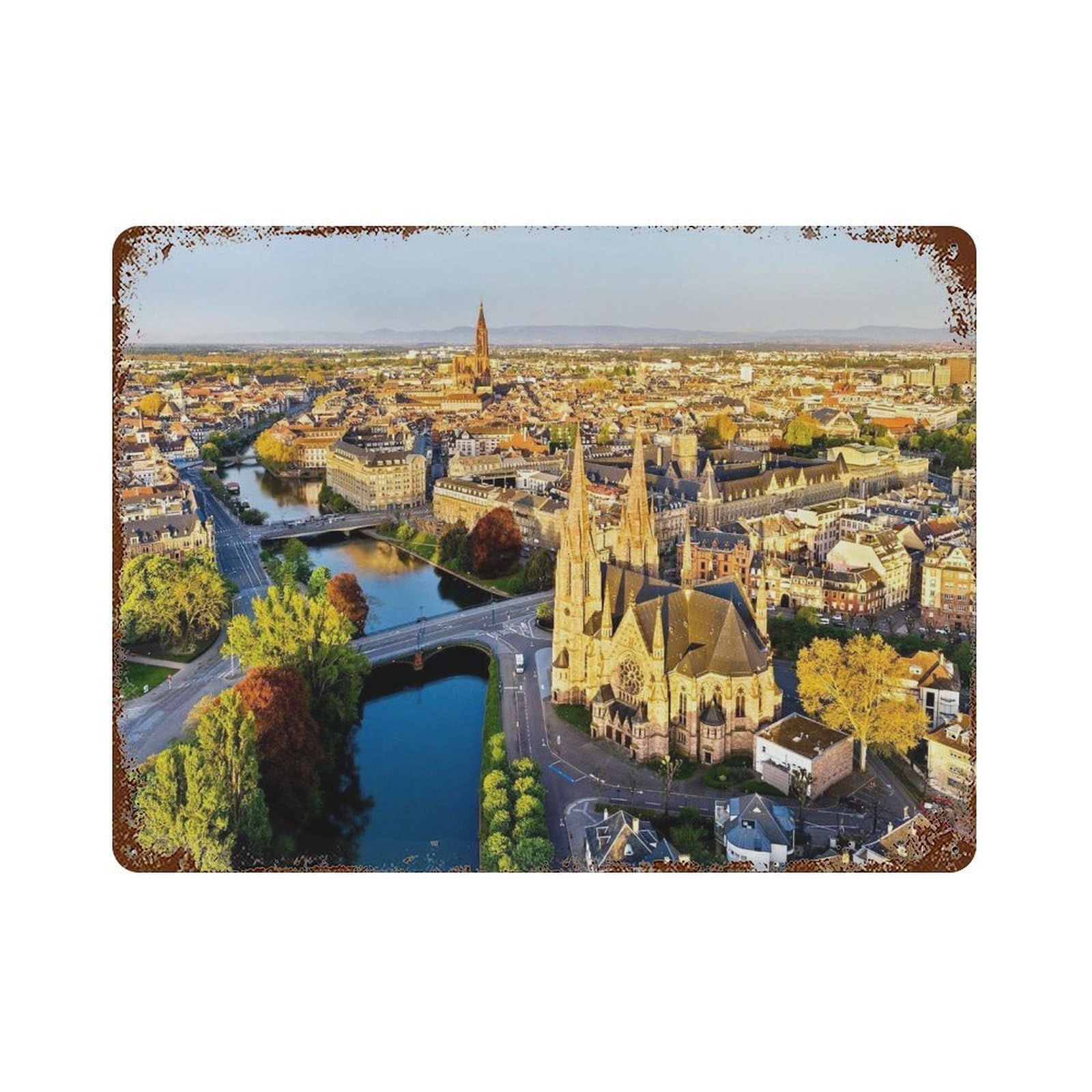 xiaoxiaoshen Real Photo Strasbourg Decor France Wall Decor Art Metal Tin Poster Modern Home Decor Art Home Bar Shop Decorations Vintage Sign 30x40cm