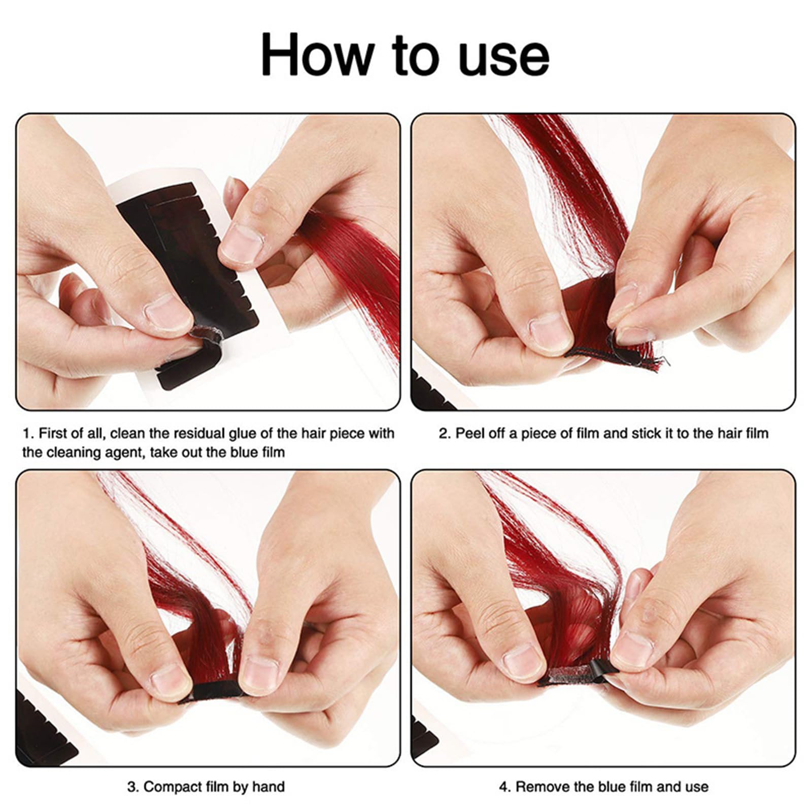 72 Piezas Cinta adhesiva para el cabello, traer Raspador de plástico y 10 cuchillas de reemplazo, Cinta para extensiones de cabello, Cinta de repuesto para extensiones y tramas de cabello