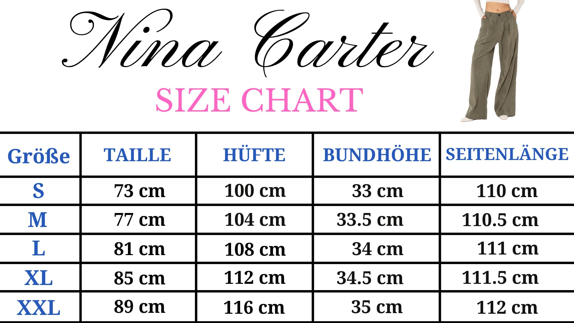 Nina Carter K901 Pantalon large élégant pour femme – Pantalon palazzo fluide en tissu léger jambe large pantalon de début de saison