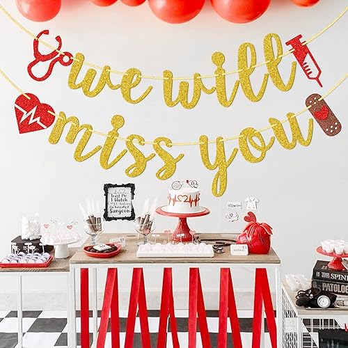 Miniatura 4 de We Will Miss You Medical Doctor - Cartel para enfermera, pancarta con purpurina para hospital, clínica, oficina, decoración de fiesta de jubilación,