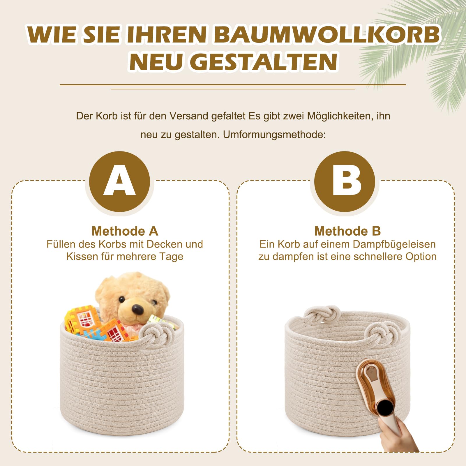 Geweven mand touw opbergmanden - hoge katoenen mand 13 x 15 inch, wasmand voor deken, Kids speelgoed, kinderkamer kleding mand mand | NL