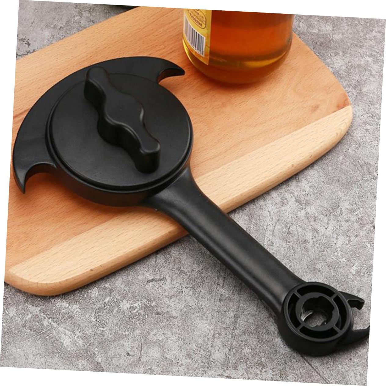 LABRIMP 1pc Stainless Steel Manual Can Opener Tool Multi-functional Kitchen Gadget for Effortless Can Bottle Opening Portable Lightweight Non- Handle for Home Bar Restaurant Use Black