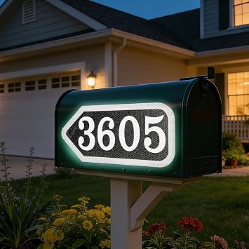 Reflective Address Plaque, Aluminum Address Sign, Vertical House Numbers for Mailbox,Houses, Outside Driveway, Yard Post with Two Screw,12" x 6" Black