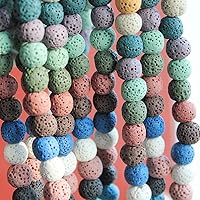 Vista 54 de MJDCB Natural Multicolor Volcanic Lava Stone Round Loose Stone Beads DIY for Jewelry Bracelet Making 15" (6mm, White)