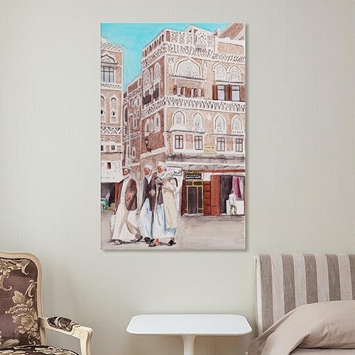 Miniatura 7 de Impresión Yemen, impresión artística de Sanaa, arte de pared de Yemen, arte de pared de Sanaa Yemen, Yemen, impresión de Oriente Medio, lienzo de