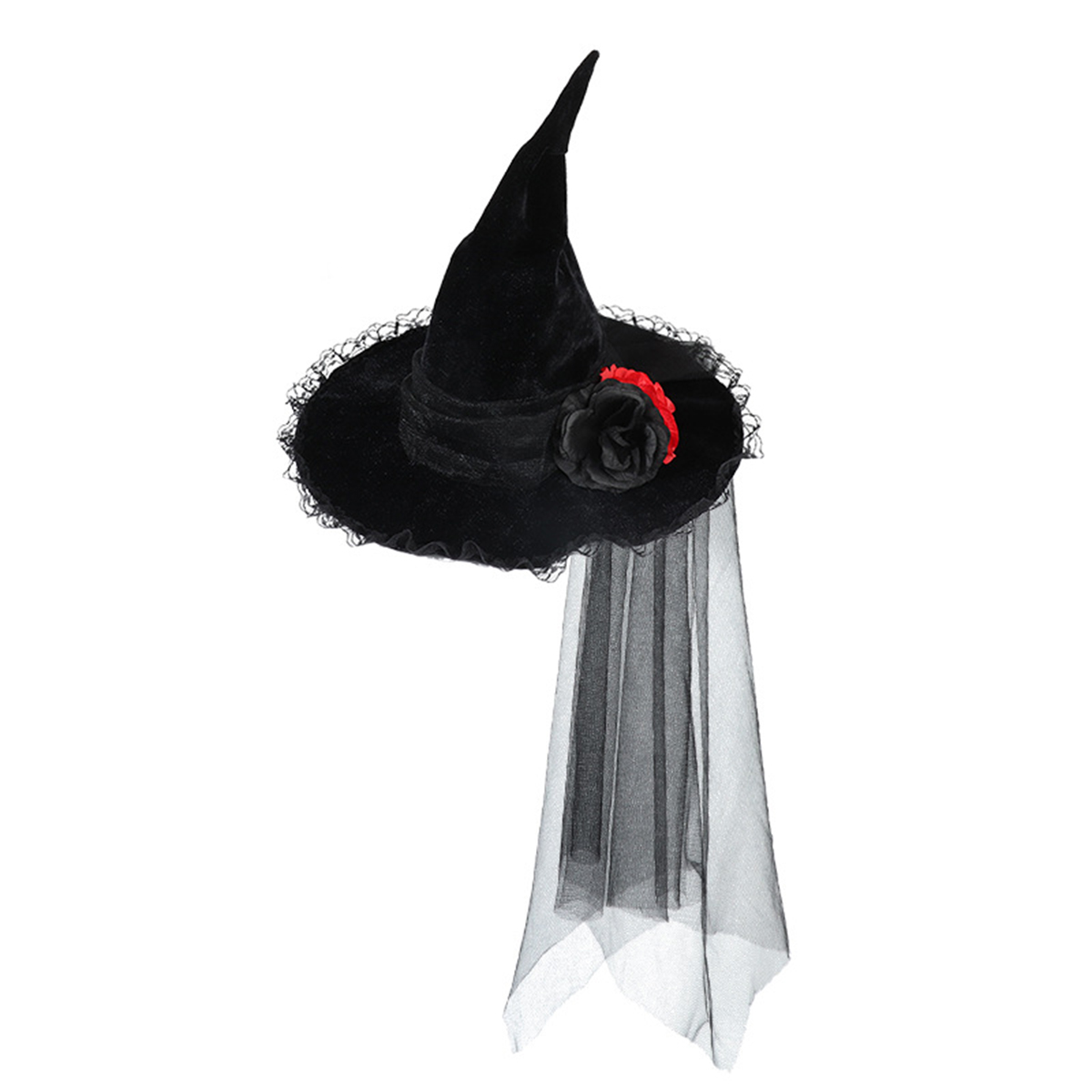 Amazon.com: KIHOARL Halloween Witch Pointed Hat with Veil Rose