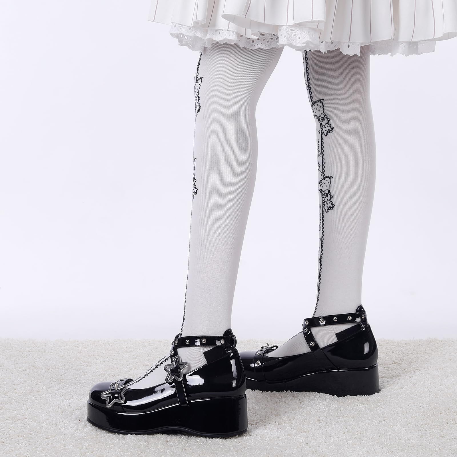 BYOMIGY Mary Jane Shoes Women Goth Platform Heels Chunky Heel Pumps with Ankle Strap Wedge Heels for Women: 6.5 E3-black 7p-4