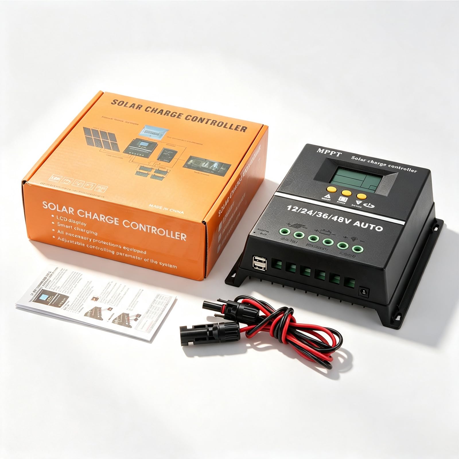 Régulateur de charge solaire MPPT 100 A 12 V 24 V 36 V 48 V Écran LCD 9