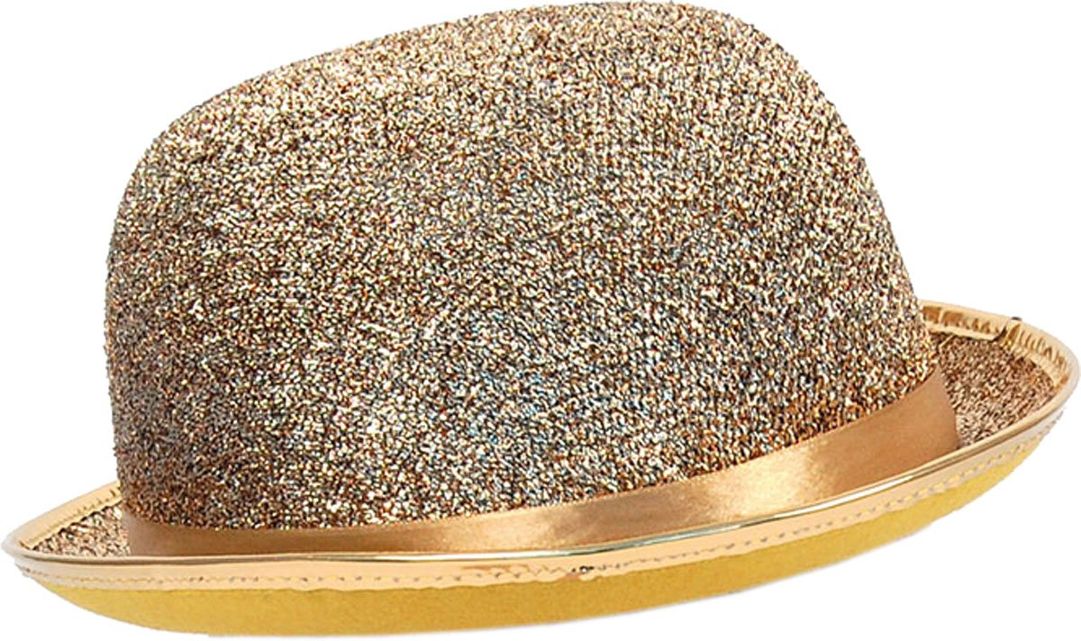 Bristol Novelty Bowler Hat Gold Lurex