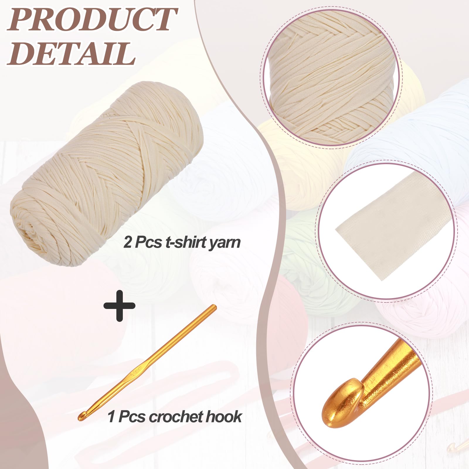 PATIKIL T-Shirt Yarn for Crocheting with 1 Crochet Hook - Image 3