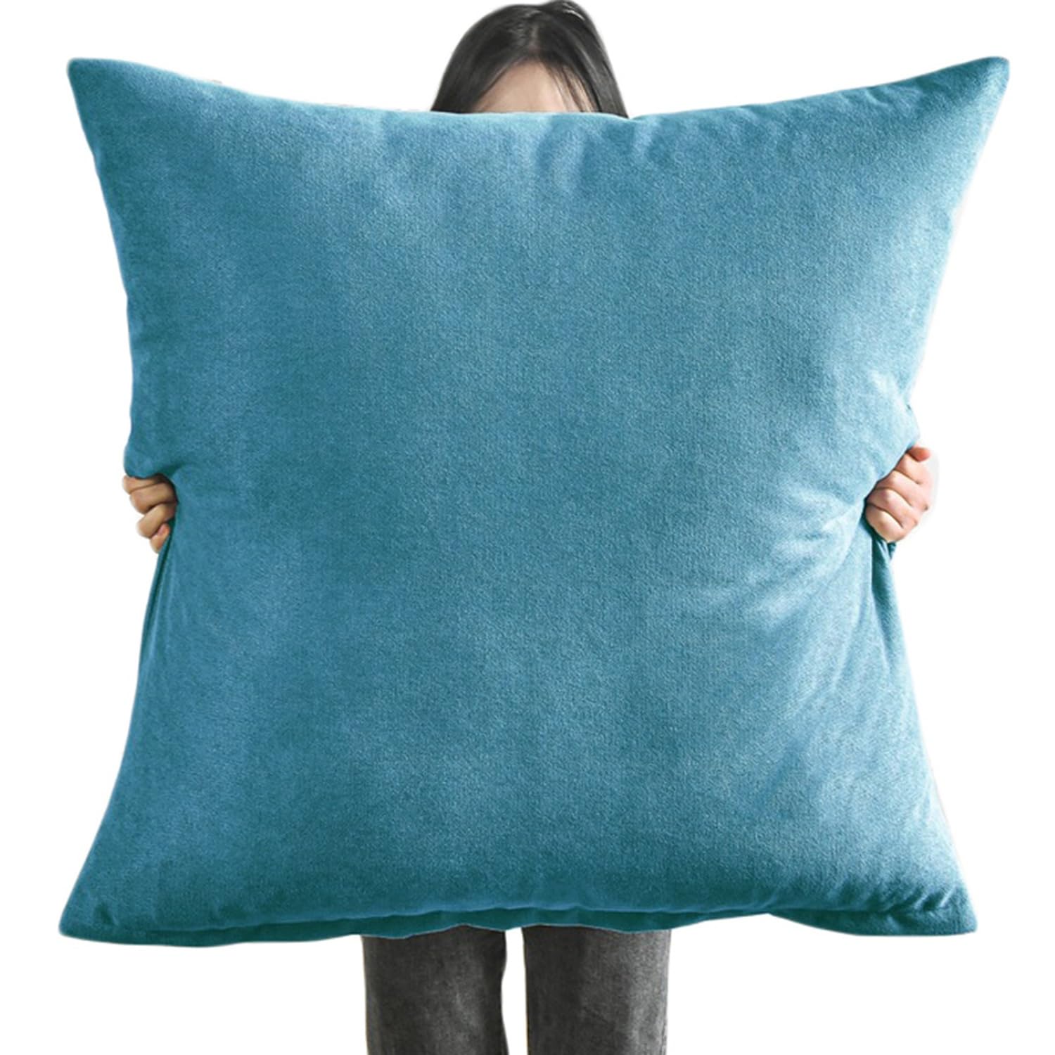 AQIGR Cushion Covers Decorative Throw Pillow Cover 80x80 cm 70x70 cm Thick Fabric Square Pillow Cases Protectors 50x50 cm 60x60 cm for Couch Sofa Bed with Invisible Zipper(Blue,70x70cm/28x28in)