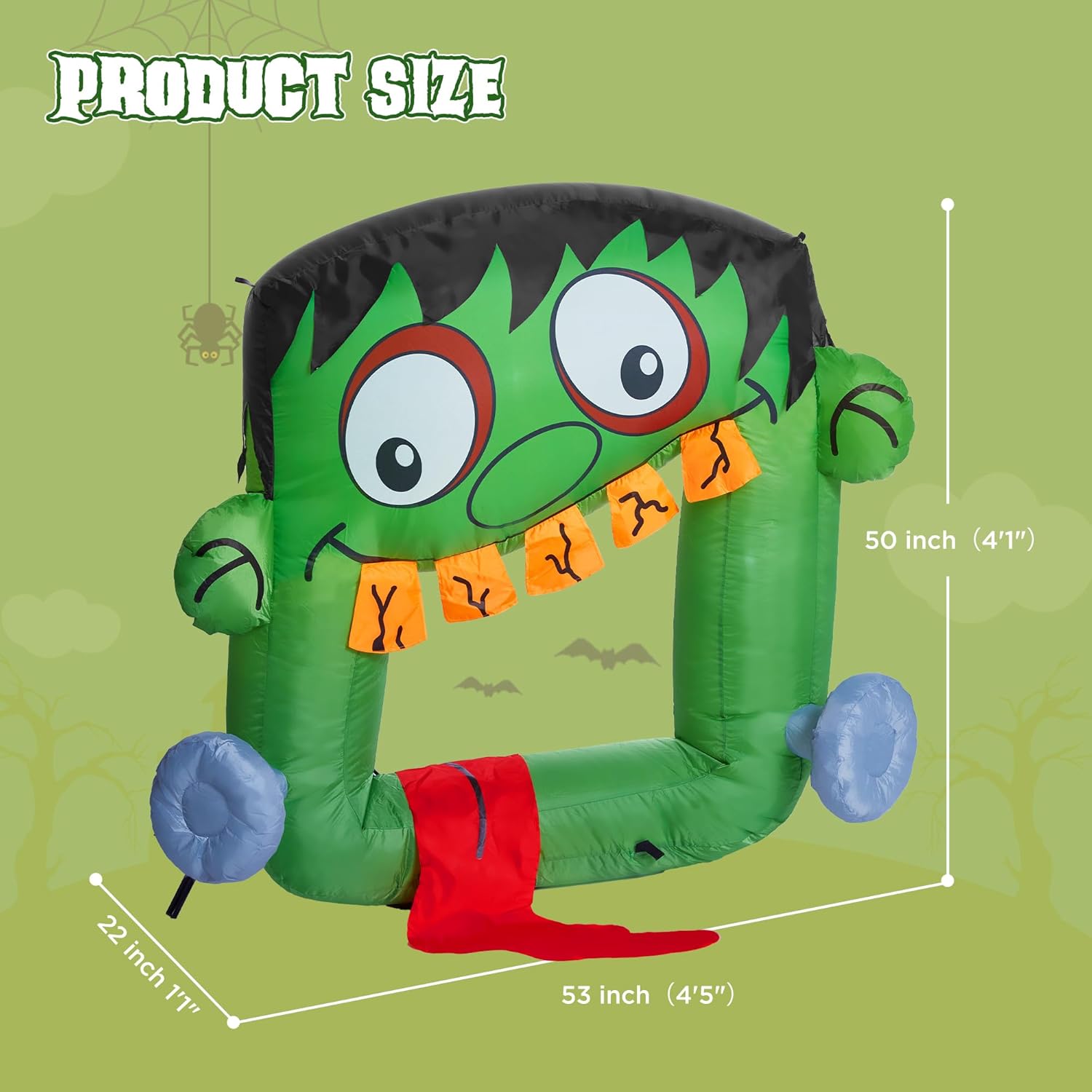 ZPISF Halloween Trunk or Treat Inflatables 4 FT Frankenstein Outdoor Decorations, Blow up Frankenstein Inflatables with 3 Built-in LED Lights for Car, Yard, Lawn, Garden Decor