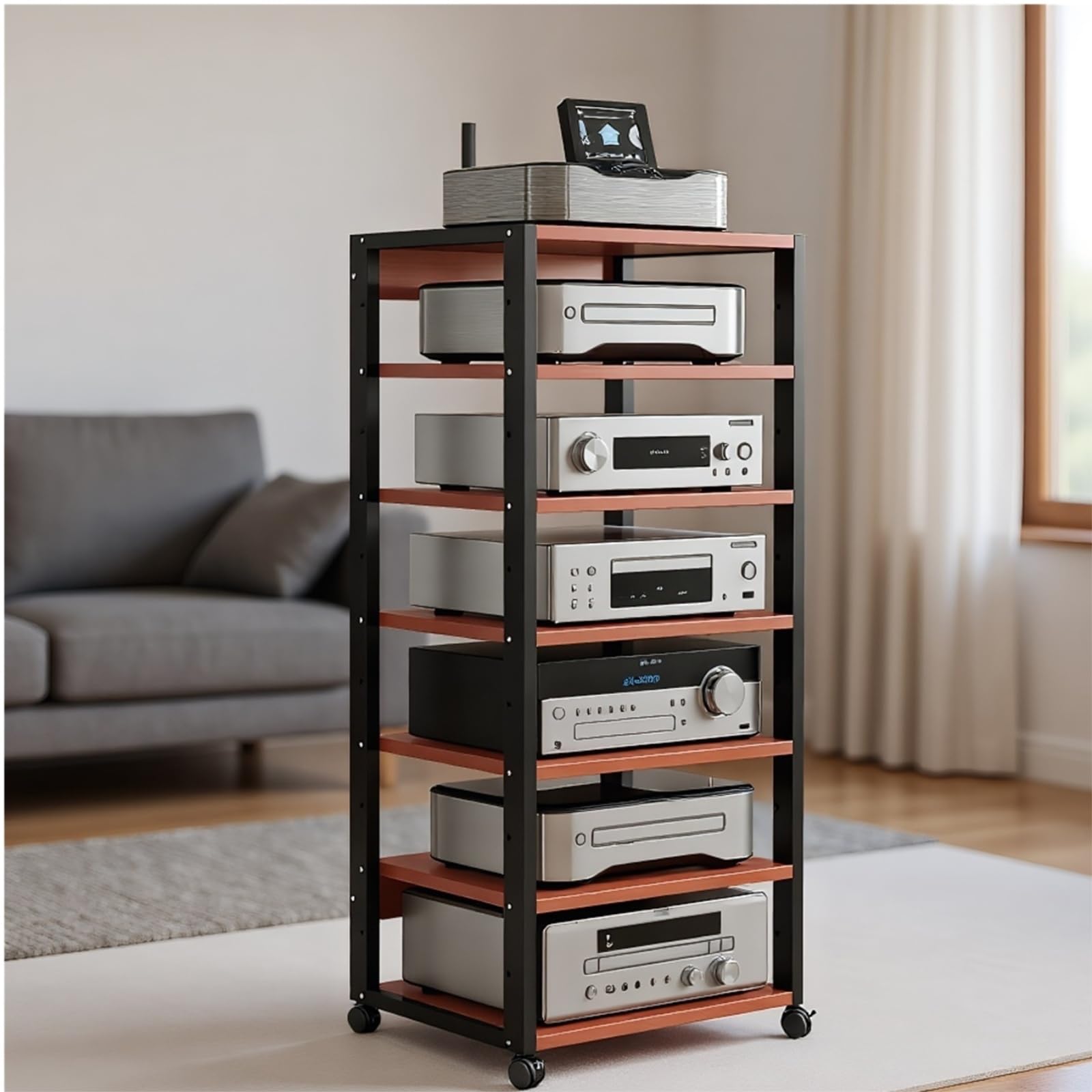 Meuble multimédia pour salon chaleureux idéal pour ranger la HiFi