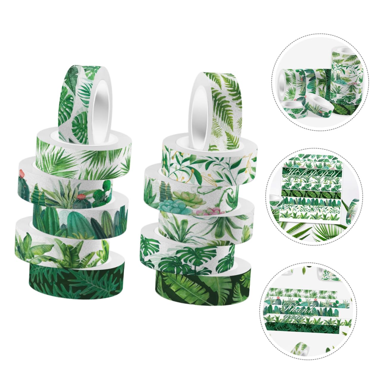 Operitacx 60rouleaux Ruban Décoratif Washi Tape Vert Adhésif Pour Journal Scrapbooking Et Décorations Artisanales