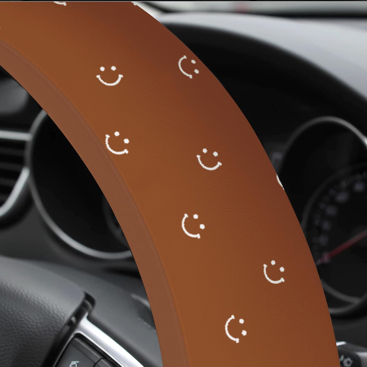 Soft Brown Steering Wheel Cover Cute Cloth Fabric Car Wheel Cover Breathable Washable Cool in Summer Universal 14.5 15 Inch - Image 4