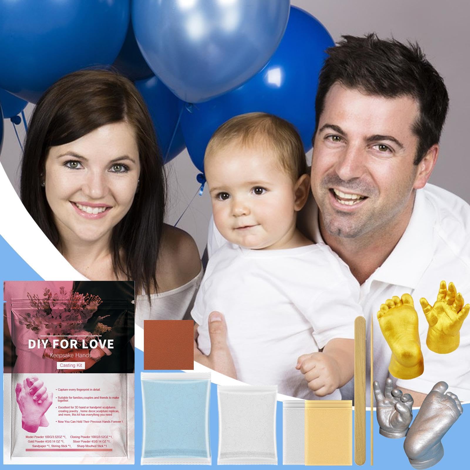 Kit De Fundición De Manos Para Parejas, Kit De Moldeo De Estatua De Yeso DIY, Kit De Molde De Manos DIY Con Base De Madera De Caoba, Aniversario Para Hombres, Mujeres