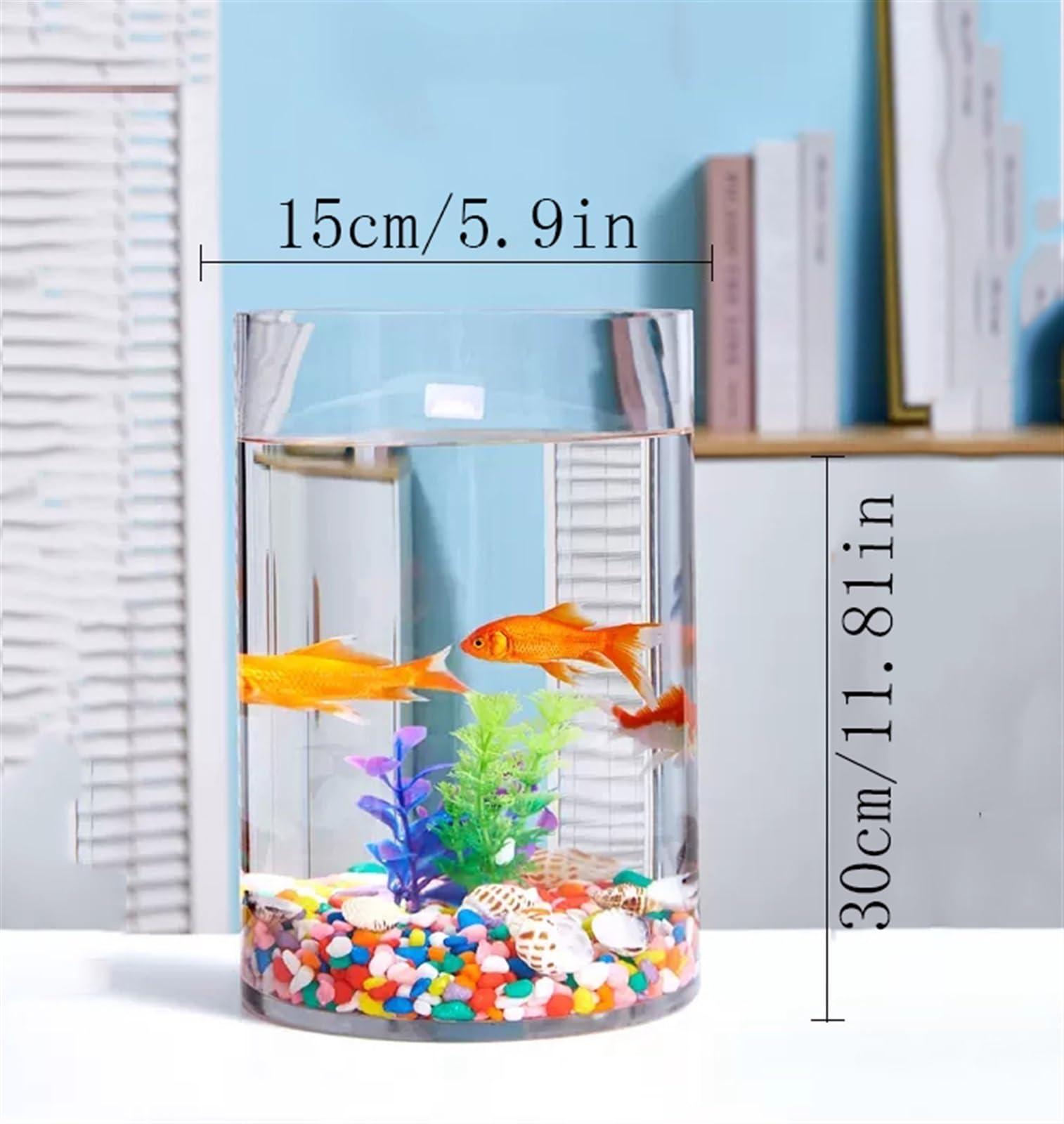 Acuario Tanque de Peces Dorados, Tanque de Peces de Vidrio Transparente, Caja ecológica pequeña, Tanque de Accesorios cilíndrico for Tortuga Grande Acuario ​Estable (Size : 004)