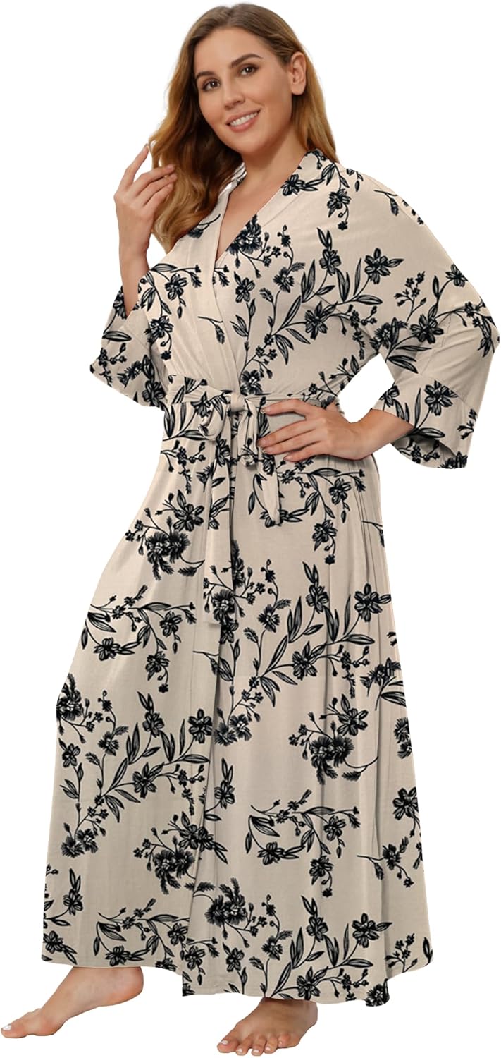 Super Shopping-zone Women's Plus Size Long Robes Kimonos Plus Size Maternity Robes Delivery Robes Sleepwear - Image 2