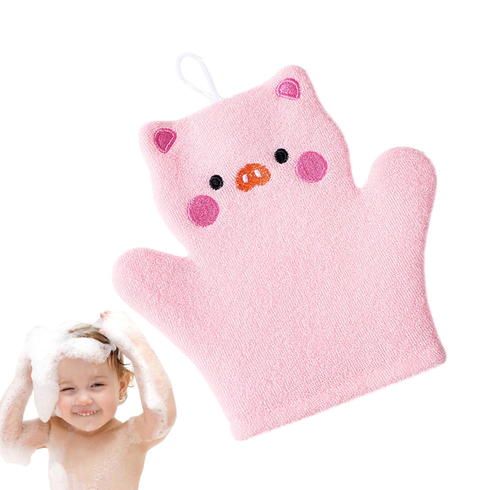Kids Bath Gloves - Cute Animal Toddler Bath Mit - ToddlerBody Bath Brush, Kids Bath Mitt Washcloths Gloves Bathing Shower Mittens for Early Stage Development Veeteah