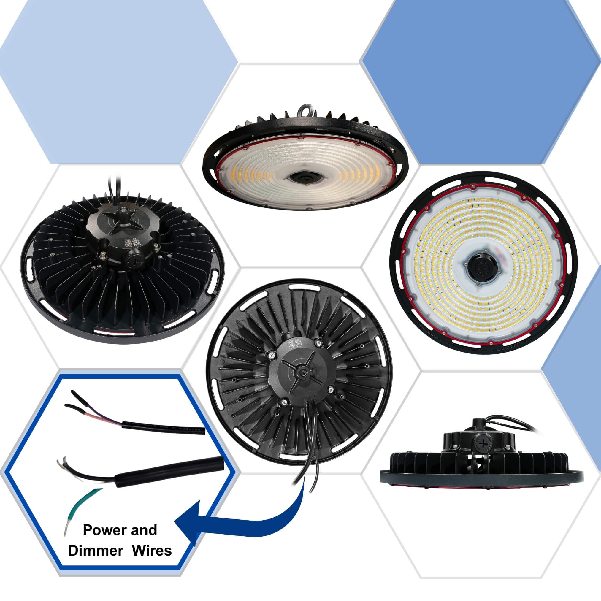 300W 240W 36000LM High Bay LED Shop Light Dimmable CCT Adjustable HighBay Lights for Warehouse Factory Gym Garage — view 9