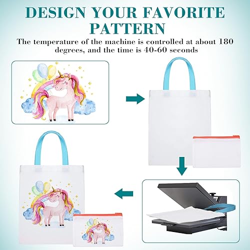 Miniatura 3 de Sweetude 60 bolsas de lona en blanco reutilizables para comestibles, bolsas de compras de transferencia de calor, bolsas de maquillaje cosmético,